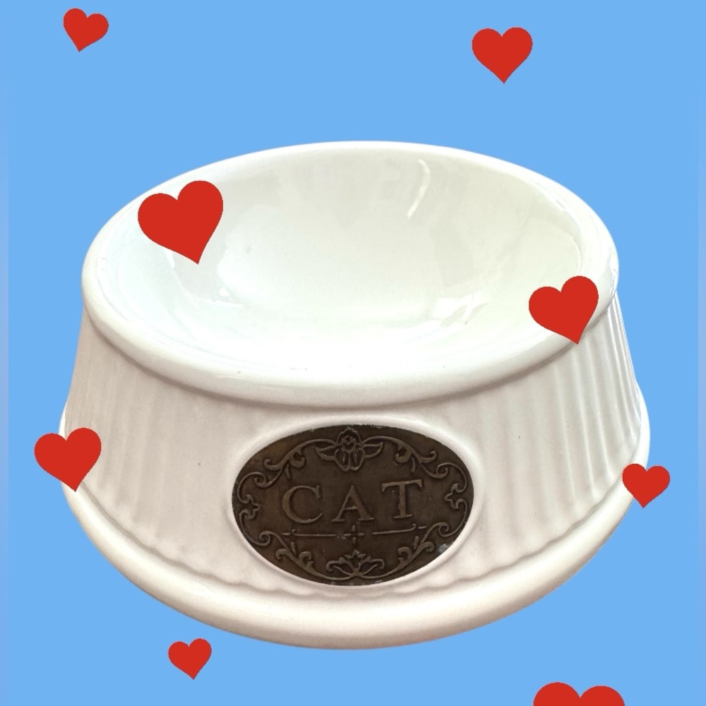 Ceramic cat food or water dish